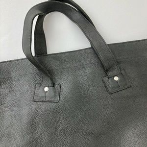 Black Leather Minimalist Tote (Made in NYC!)